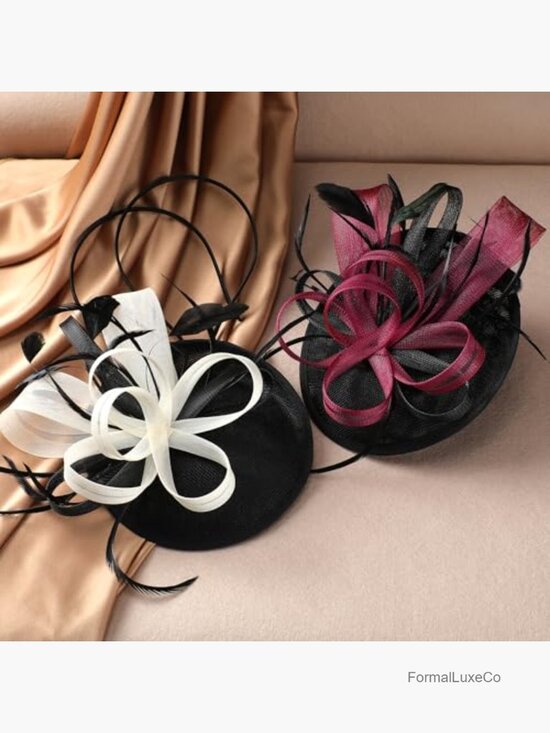 Vintage Derby Tea Party Fascinator Headband with Feathers and Mesh main image 6